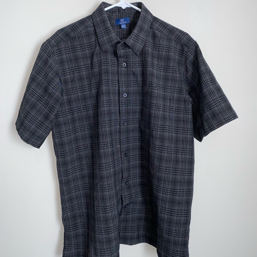 Men’s George Black & Gray Plad Dress Shirt. Size L (42-44)
